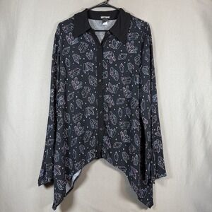Hot Topic Crystals Asymmetric Shirt Goth Emo Witchy Whimsygoth Women's Large